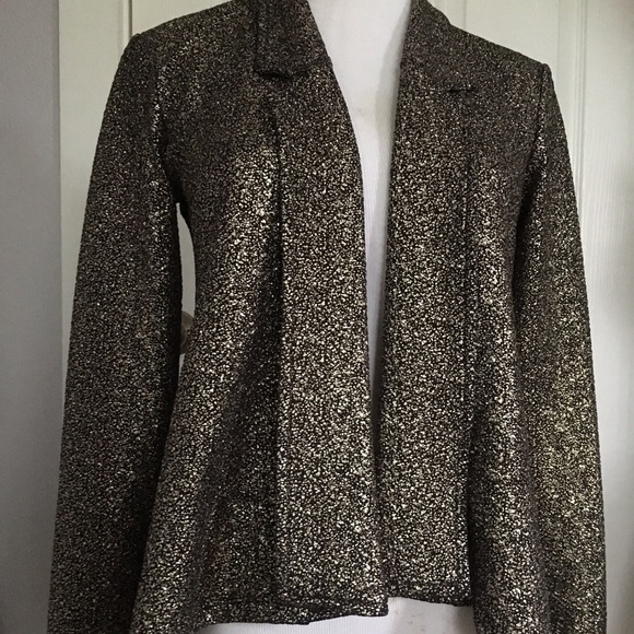 Lily White Gold Sparkly Drape Front Blazer XS - Picture 1 of 4